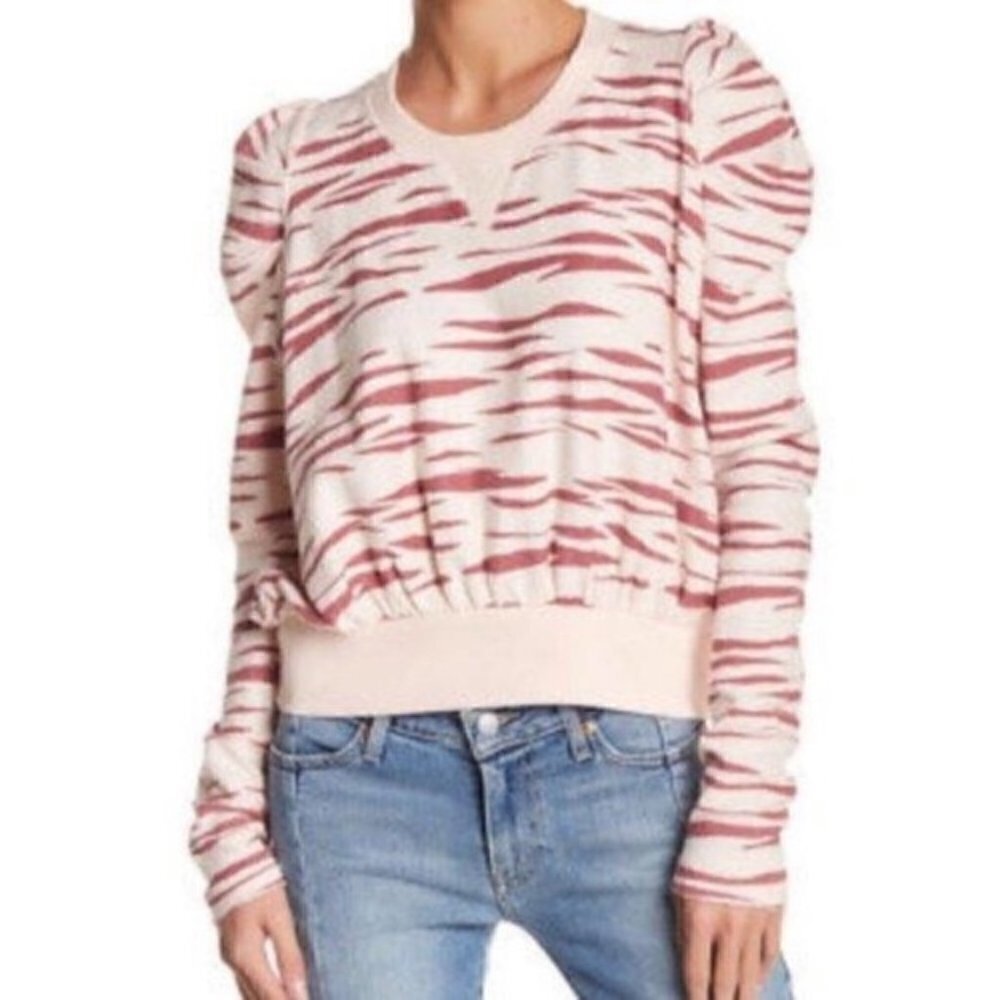 Free People Zara Zebra Sweatshirt, sz XS/TP